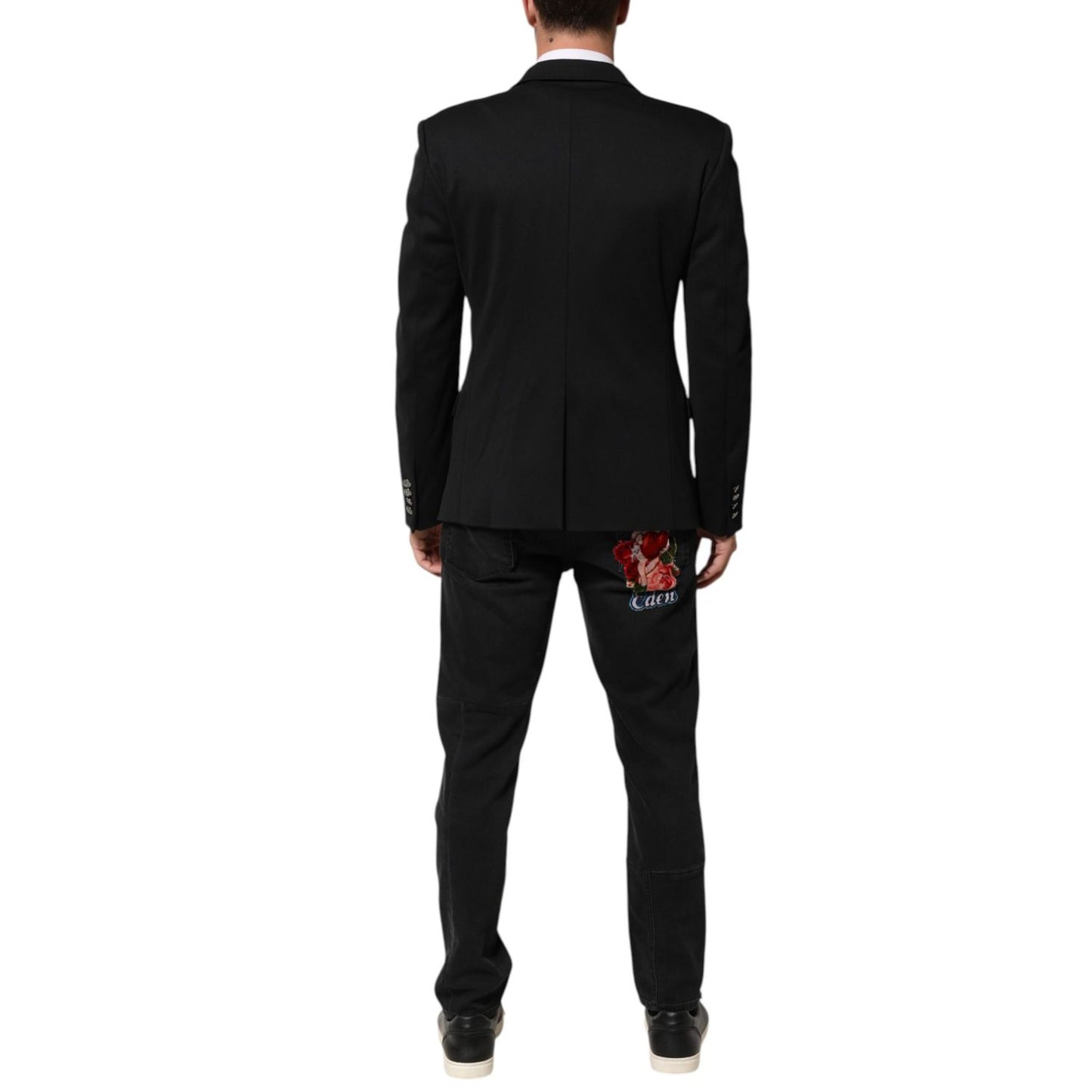 Dolce & Gabbana Dark Blue Cotton Men Jacket Coat Blazer Suit