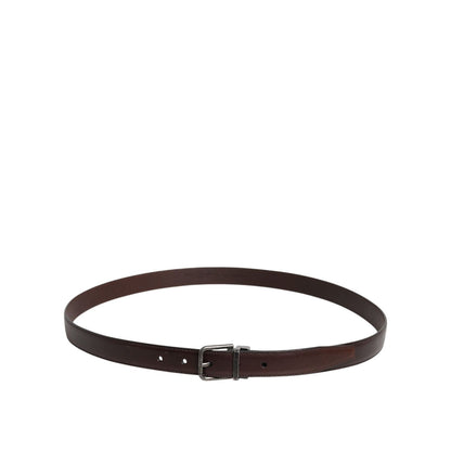Dolce & Gabbana Dark Brown Leather Antique Silver Buckle Belt