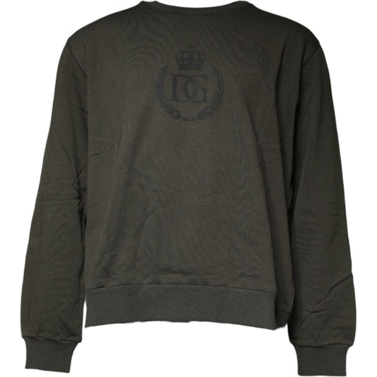 Dolce & Gabbana Army Green Crown Cotton Sweatshirt Sweater TSH86970-60