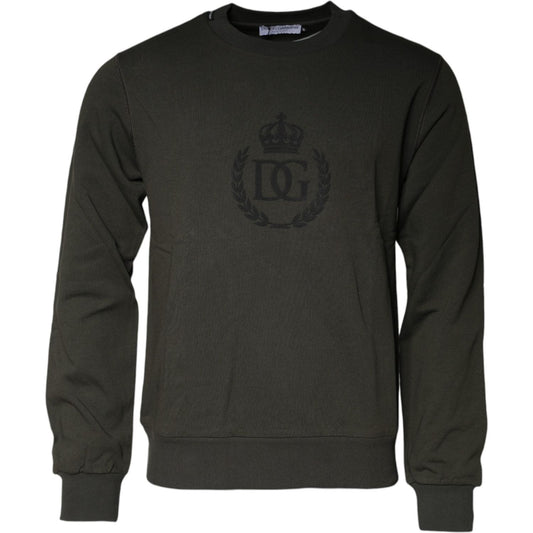 Dolce & Gabbana Dolce & Gabbana Army Green Crown Cotton Sweatshirt Sweater TSH86971-48 1728,67345645728,Army,Dolce & Gabbana,IT48 | M,Material: 100% Cotton,Men,New with tags,Sweaters - Men - Clothing