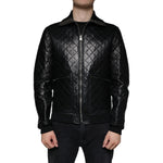 Dolce & Gabbana Black Calf Leather Quilted Full Zip Jacket JKT4086-48