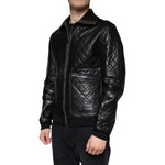 Dolce & Gabbana Black Calf Leather Quilted Full Zip Jacket JKT4086-48