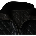 Dolce & Gabbana Black Calf Leather Quilted Full Zip Jacket JKT4086-48