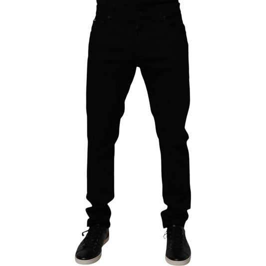 Dolce & Gabbana Black Cotton Stretch Slim Fit Men Denim Jeans