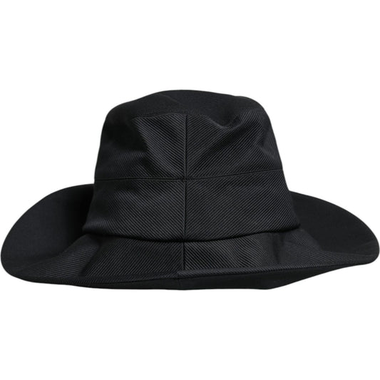 Dolce & Gabbana Dolce & Gabbana Black Cotton Wide Brim Fedora Hat HAT9774-57 1728,57 cm|S,67345645728,Accessories,Black,Dolce & Gabbana,Hat - Women - Accessories,Materials: 98% Cotton 2% Silk,New with tags,Women,Women - Accessories