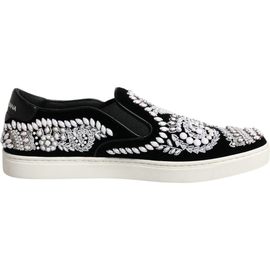Dolce & Gabbana Black Embellished London Men Slip On Shoes MV6587-41