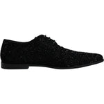Dolce & Gabbana Black Embellished Suede Derby Formal Shoes Dolce & Gabbana Black