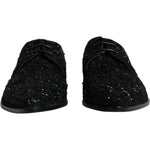 Dolce & Gabbana Black Embellished Suede Derby Formal Shoes Dolce & Gabbana Black