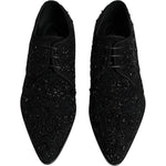 Dolce & Gabbana Black Embellished Suede Derby Formal Shoes Dolce & Gabbana Black