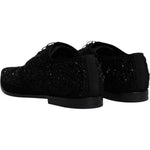 Dolce & Gabbana Black Embellished Suede Derby Formal Shoes Dolce & Gabbana Black