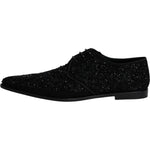 Dolce & Gabbana Black Embellished Suede Derby Formal Shoes Dolce & Gabbana Black