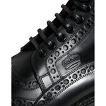 Dolce & Gabbana Black Leather Lace Up Mid Calf Boots Shoes Dolce & Gabbana Black
