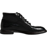 Dolce & Gabbana Black Leather Men Short Boots Lace Up Shoes MV6309-41.5