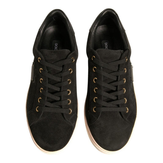 Dolce & Gabbana Dolce & Gabbana Black Logo Suede Leather Men Sneakers Shoes MV7020-39 1728,67345645728,Black,Dolce & Gabbana,EU39/US6,Material: 100% Goatskin Leather (suede),Men,Preowned / Defect,Sneakers - Men - Shoes