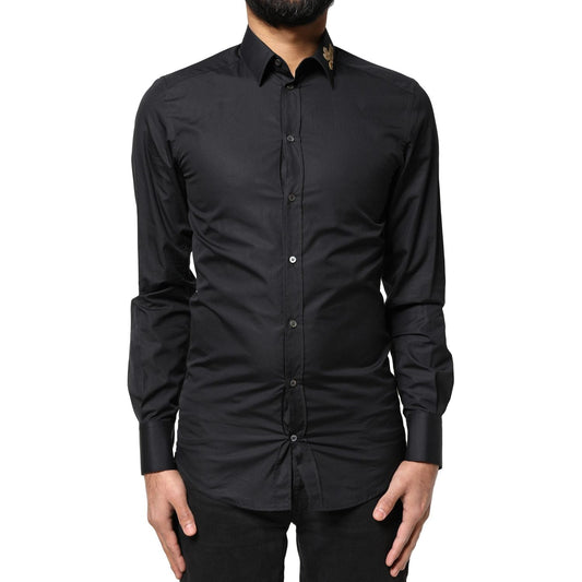 Dolce & Gabbana Dolce & Gabbana Black Love Embroidery GOLD Formal Dress Shirt 1728,67345645728,Black,Clothing,Dolce & Gabbana,IT37 | XS,Material: 100% Cotton,Men,Men - Clothing,New with tags,Shirts - Men - Clothing TSH83810-37