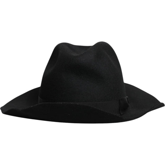 Dolce & Gabbana Dolce & Gabbana Black Wide Brim Trilby Fedora Hat HAT9751-57 1728,57 cm|S,67345645728,Accessories,Black,Dolce & Gabbana,Hat - Women - Accessories,New with tags,Women,Women - Accessories