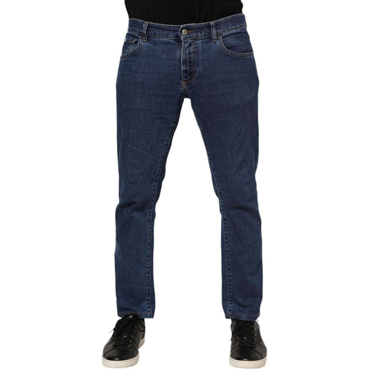 Dolce & Gabbana Blue Cotton Logo Skinny Denim Jeans PAN76357-50
