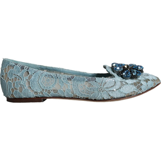 Dolce & Gabbana Dolce & Gabbana Blue Lace Crystal Ballet Flats Loafers Shoes LA11652-38.5 1728,67345645728,Blue,Dolce & Gabbana,EU38.5/US8,Flat Shoes - Women - Shoes,Material: 56% Viscose 39% Cotton 5% Nylon,Preowned / Defect,Women