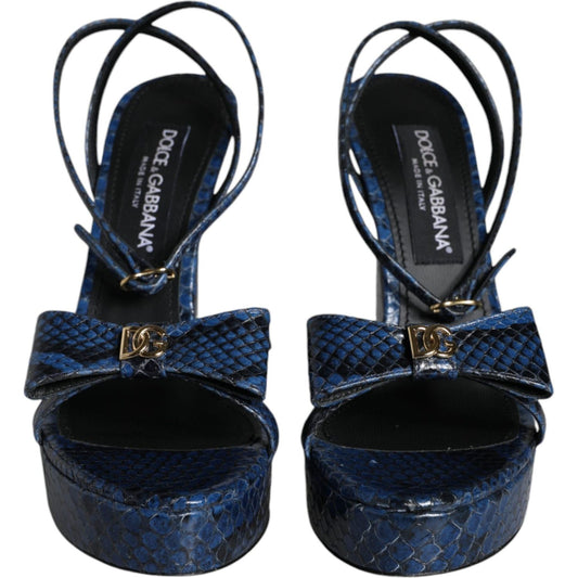 Dolce & Gabbana Dolce & Gabbana Blue Leather Ankle Strap Heels Sandals Shoes LA11490-9-39 1728,67345645728,Blue,Dolce & Gabbana,EU39/US8.5,Material: 100% Python Leather,New with tags,Sandals - Women - Shoes,Women