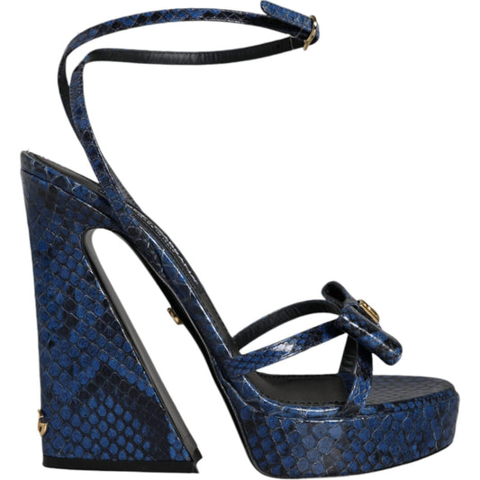 Dolce & Gabbana Dolce & Gabbana Blue Leather Ankle Strap Heels Sandals Shoes LA11490-9-39 1728,67345645728,Blue,Dolce & Gabbana,EU39/US8.5,Material: 100% Python Leather,New with tags,Sandals - Women - Shoes,Women
