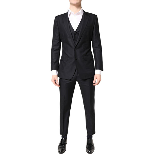 Dolce & Gabbana Dolce & Gabbana Blue MARTINI Wool Formal 3 Piece Suit KOS2128-48 1728,67345645728,Black,Dolce & Gabbana,IT48 | M,Material: 83% Virgin Wool 17% Silk,Men,New with tags,Suits - Men - Clothing