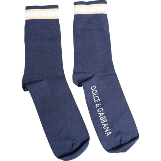 Dolce & Gabbana Dolce & Gabbana Blue Stretch DG Logo Print Mid Calf Socks SCS2234-L 1728,67345645728,Blue,Dolce & Gabbana,L,Material: Cotton Blend,New with tags,Socks - Men - Accessories,Unisex