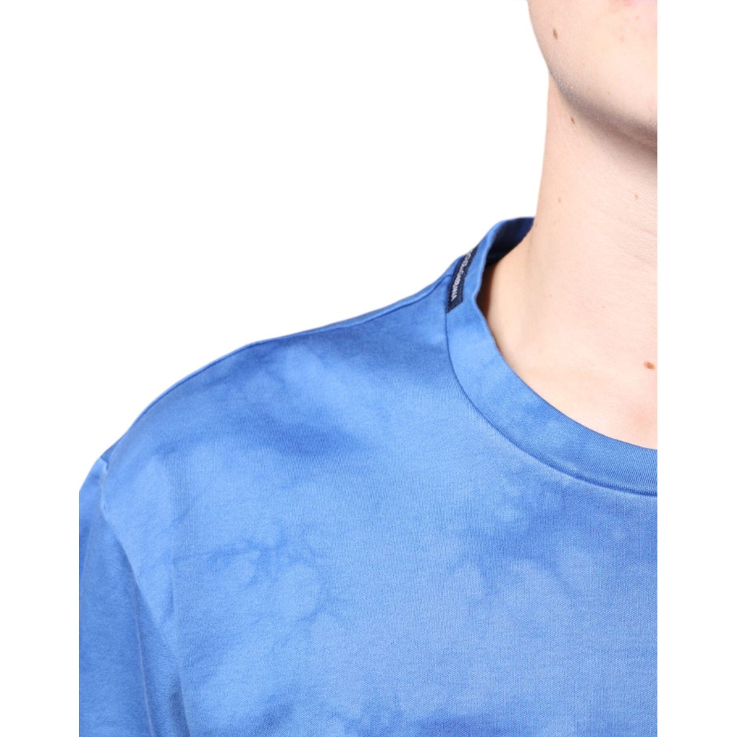 Dolce & Gabbana Blue Tie-Dye Peace Sign Cotton T-shirt Dolce & Gabbana Cornflower Blue