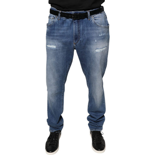 Dolce & Gabbana Blue Washed Cotton Stretch Men Denim Jeans PAN75600-58