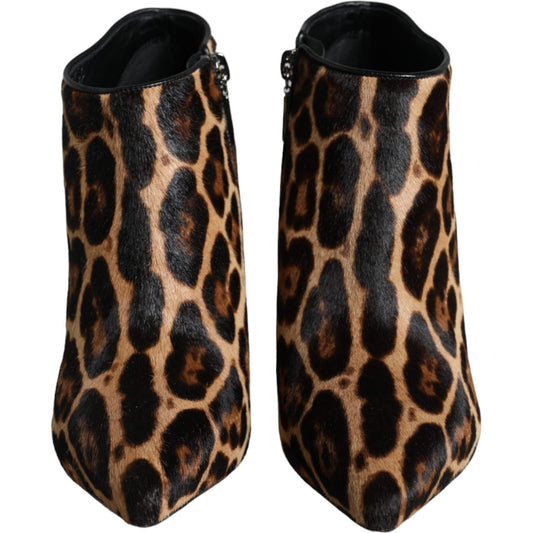 Dolce & Gabbana Dolce & Gabbana Brown Leopard Calf Fur Heels Ankle Boots Shoes LA11323-37.5 1728,67345645728,Boots - Women - Shoes,Brown,Dolce & Gabbana,EU37.5/US7,Material: 94% Calf Fur 6% Lamb Leather,New with tags,Women