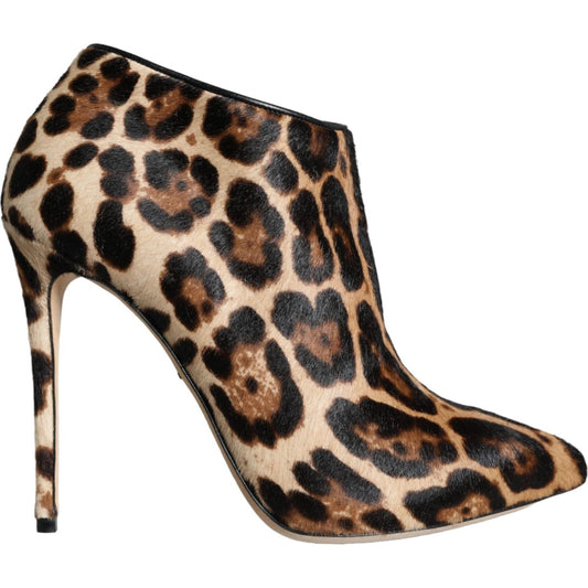 Dolce & Gabbana Dolce & Gabbana Brown Leopard Calf Fur Heels Ankle Boots Shoes LA11323-37.5 1728,67345645728,Boots - Women - Shoes,Brown,Dolce & Gabbana,EU37.5/US7,Material: 94% Calf Fur 6% Lamb Leather,New with tags,Women