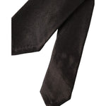 Dolce & Gabbana Brown Solid 100% Silk Adjustable Tie Dolce & Gabbana Black