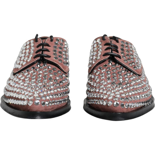 Dolce & Gabbana Dolce & Gabbana Brown Strass Embellished Derby Dress Shoes LA11870-39 1728,67345645728,Brown,Dolce & Gabbana,EU39/US8.5,Flat Shoes - Women - Shoes,Material: 100% Leather,Preowned / Defect,Women