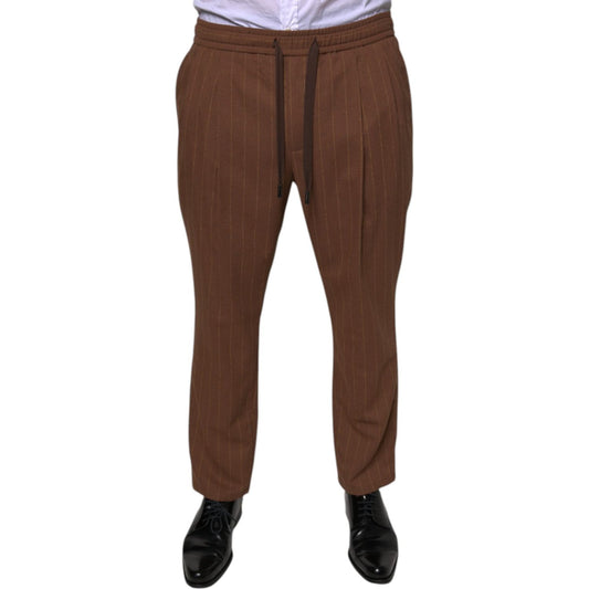 Dolce & Gabbana Dolce & Gabbana Brown Stripes Skinny Men Dress Pants PAN75350-48 1728,67345645728,Brown,Dolce & Gabbana,IT48 | M,Jeans & Pants - Men - Clothing,Material: 50% Polyester 37% Viscose 11% Virgin Wool 1% Elastane 1% Nylon,Men,New with tags