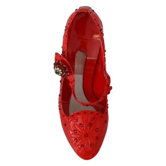 Dolce & Gabbana Dolce & Gabbana Chic Red Crystal Cinderella Pumps LA7289-40 1728,67345645728,Dolce & Gabbana,EU40/US9.5,Material: PVC,New with tags,Pumps - Women - Shoes,Red,Women