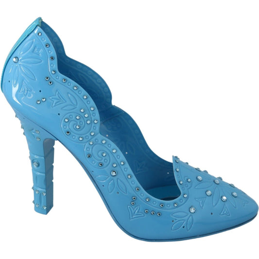 Dolce & Gabbana Dolce & Gabbana Crystal Embellished Blue Cinderella Pumps LA7270-39 10% Leather,1728,67345645728,Blue,Dolce & Gabbana,EU39/US8.5,Material: 90% PVC,New with tags,Pumps - Women - Shoes,Women