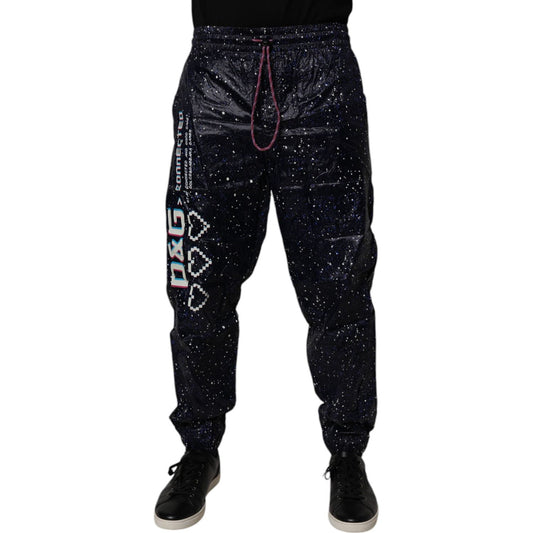 Dolce & Gabbana Dark Blue DG Game Print Cotton Jogger Pants