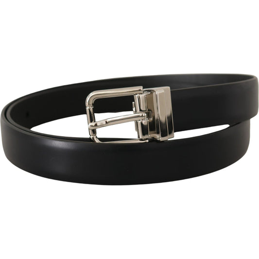 Dolce & Gabbana Dolce & Gabbana Elegant Black Leather Belt with Metal Buckle BEL8638-85 1728,67345645728,85 cm / 34 Inches,Belts - Men - Accessories,Black,Dolce & Gabbana,Material: Leather,Men,Preowned / Defect