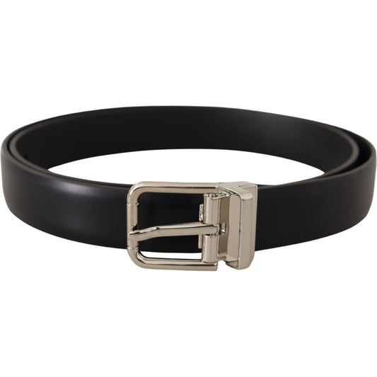 Dolce & Gabbana Dolce & Gabbana Elegant Black Leather Belt with Metal Buckle BEL8638-85 1728,67345645728,85 cm / 34 Inches,Belts - Men - Accessories,Black,Dolce & Gabbana,Material: Leather,Men,Preowned / Defect