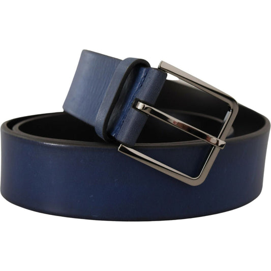 Dolce & Gabbana Dolce & Gabbana Elegant Blue Leather Belt with Silver Buckle BEL8496- 90 1728,67345645728,90 cm / 36 Inches,Belts - Men - Accessories,Blue,Dolce & Gabbana,Material: Leather,Men,New with tags