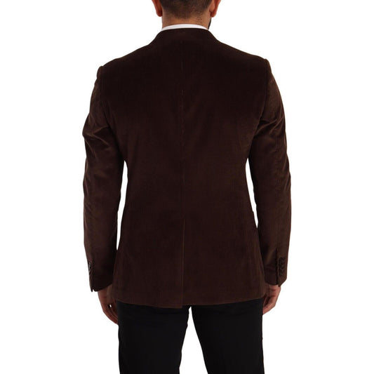 Dolce & Gabbana Dolce & Gabbana Elegant Brown Corduroy Slim Fit Blazer KOS1924 - 50 1728,67345645728,Blazers - Men - Clothing,Brown,Dolce & Gabbana,IT50 | L,Material: 100% Cotton,Men,New with tags