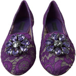Dolce & Gabbana Dolce & Gabbana Elegant Floral Lace Vally Flat Shoes LA10303-37 1728,67345645728,Dolce & Gabbana,EU37/US6.5,Flat Shoes - Women - Shoes,Material: 56% Viscose 39% Cotton 5% Nylon,New with tags,Purple,Women