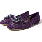Dolce & Gabbana Dolce & Gabbana Elegant Floral Lace Vally Flat Shoes LA10303-37 1728,67345645728,Dolce & Gabbana,EU37/US6.5,Flat Shoes - Women - Shoes,Material: 56% Viscose 39% Cotton 5% Nylon,New with tags,Purple,Women