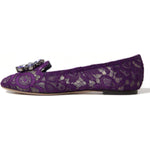 Dolce & Gabbana Dolce & Gabbana Elegant Floral Lace Vally Flat Shoes LA10303-37 1728,67345645728,Dolce & Gabbana,EU37/US6.5,Flat Shoes - Women - Shoes,Material: 56% Viscose 39% Cotton 5% Nylon,New with tags,Purple,Women