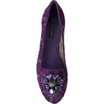 Dolce & Gabbana Dolce & Gabbana Elegant Floral Lace Vally Flat Shoes LA10303-37 1728,67345645728,Dolce & Gabbana,EU37/US6.5,Flat Shoes - Women - Shoes,Material: 56% Viscose 39% Cotton 5% Nylon,New with tags,Purple,Women