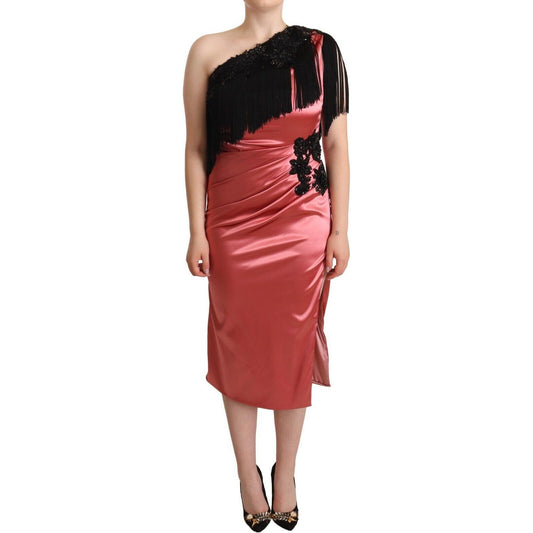 Dolce & Gabbana Dolce & Gabbana Elegant Pink Maxi Dress with Black Tassel Accent DR28294 - 42 1728,29% Nylon,6% Elastane,67345645728,Dolce & Gabbana,Dresses - Women - Clothing,IT42|M,Material: 65% AC,New with tags,Pink,Women