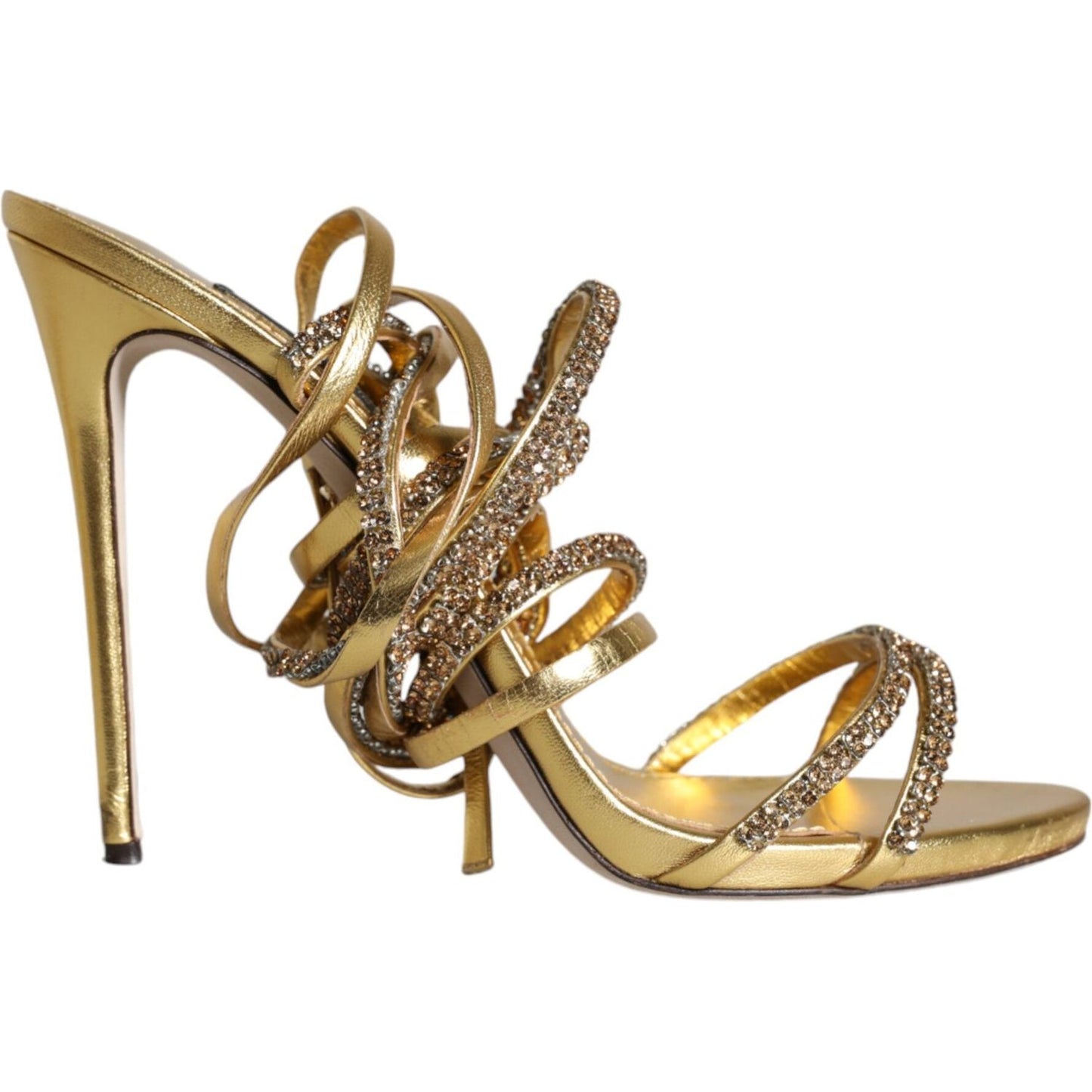 Dolce & Gabbana Dolce & Gabbana Gold Crystals Keira Heels Sandals Shoes LA11356-39.5 1728,67345645728,Dolce & Gabbana,EU39.5/US9,Gold,Material: 100% Lamb Leather,Preowned / Defect,Sandals - Women - Shoes,Women