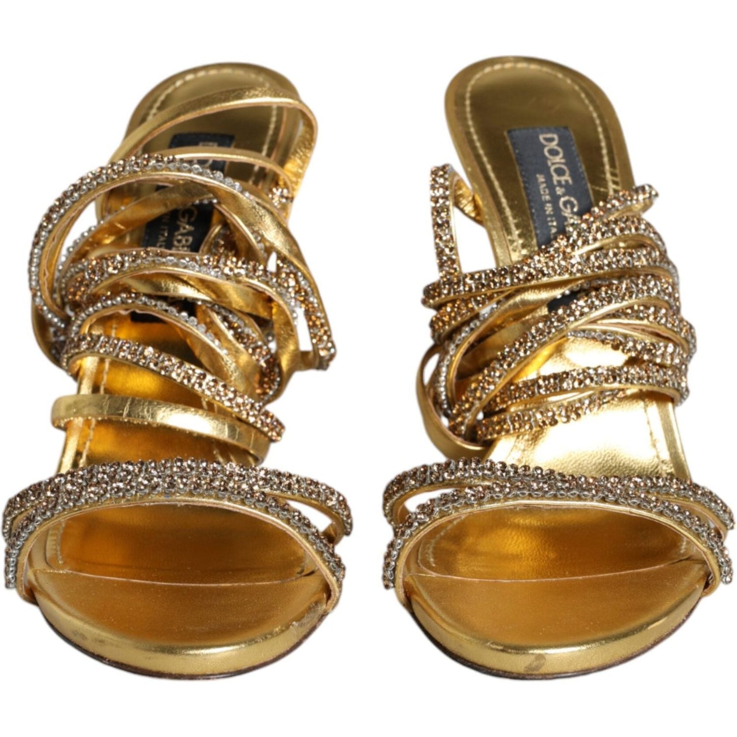 Dolce & Gabbana Dolce & Gabbana Gold Crystals Keira Heels Sandals Shoes LA11356-39.5 1728,67345645728,Dolce & Gabbana,EU39.5/US9,Gold,Material: 100% Lamb Leather,Preowned / Defect,Sandals - Women - Shoes,Women