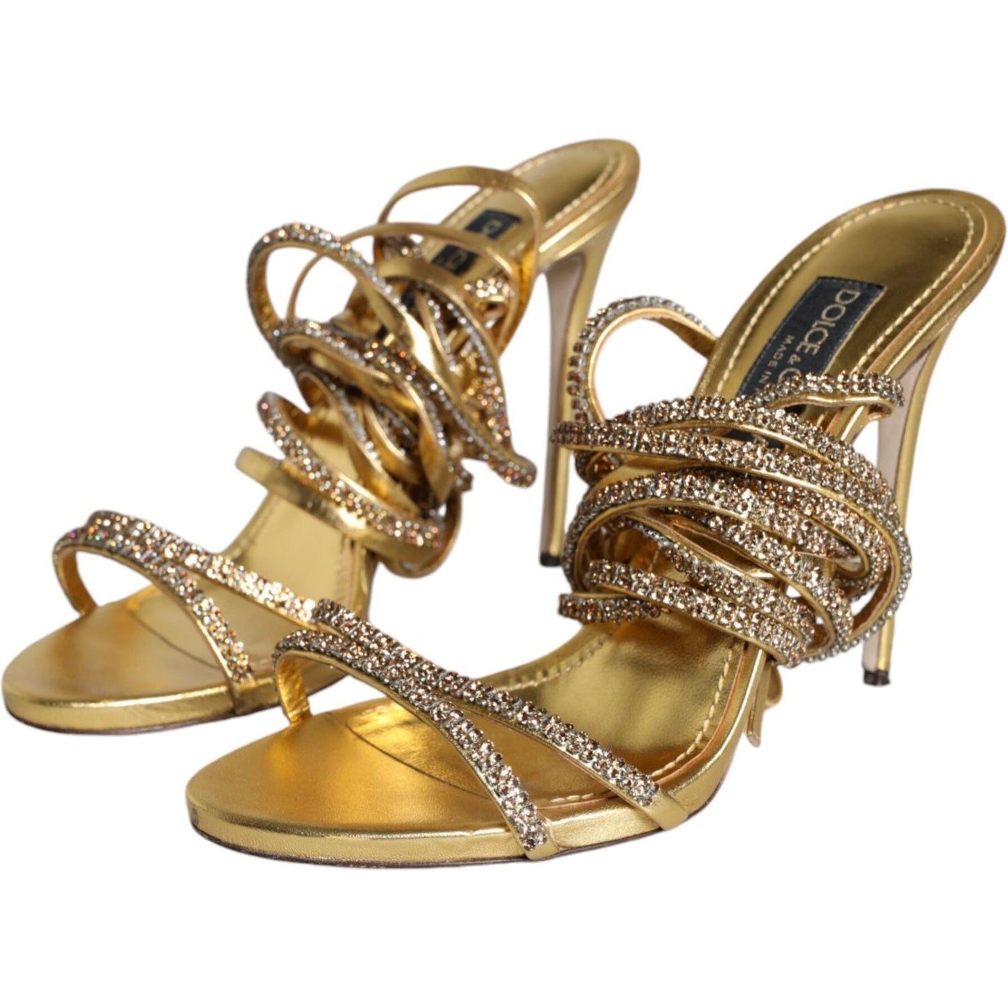 Dolce & Gabbana Dolce & Gabbana Gold Crystals Keira Heels Sandals Shoes LA11356-39.5 1728,67345645728,Dolce & Gabbana,EU39.5/US9,Gold,Material: 100% Lamb Leather,Preowned / Defect,Sandals - Women - Shoes,Women