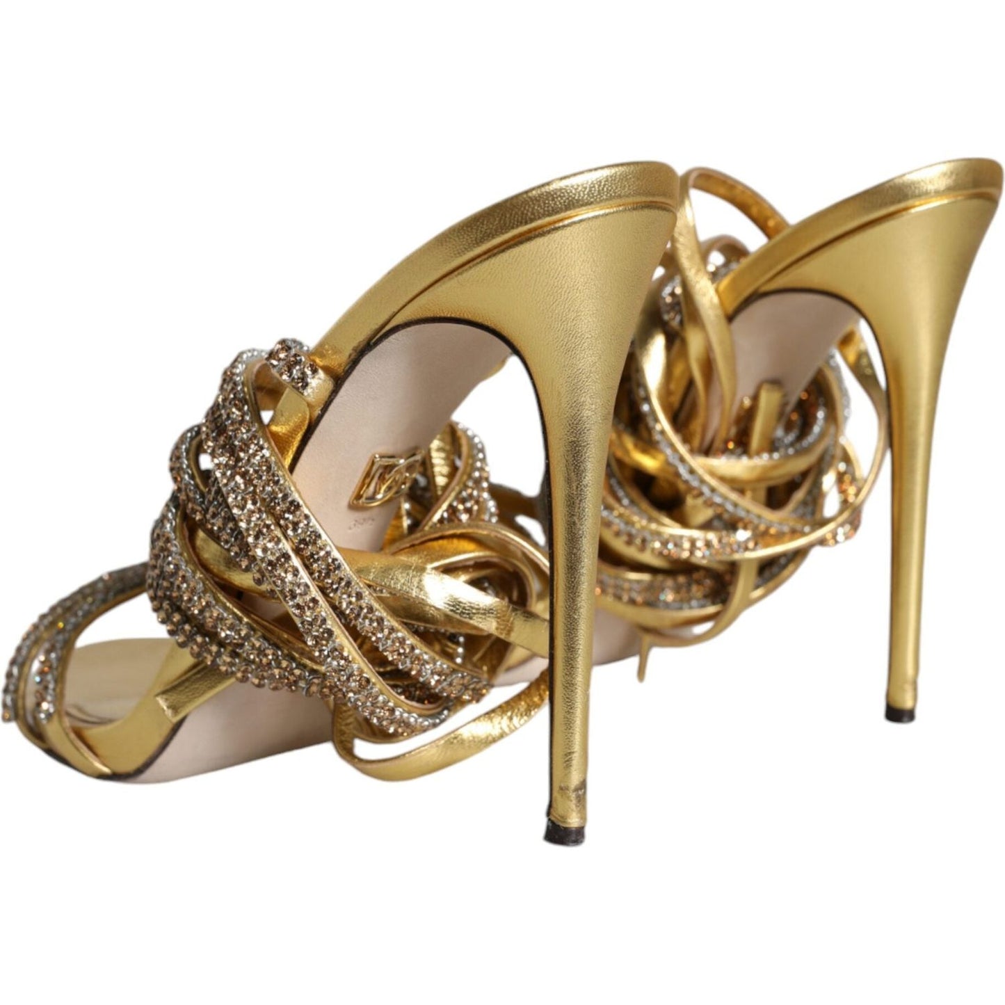 Dolce & Gabbana Dolce & Gabbana Gold Crystals Keira Heels Sandals Shoes LA11356-39.5 1728,67345645728,Dolce & Gabbana,EU39.5/US9,Gold,Material: 100% Lamb Leather,Preowned / Defect,Sandals - Women - Shoes,Women