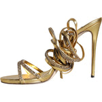Dolce & Gabbana Dolce & Gabbana Gold Crystals Keira Heels Sandals Shoes LA11356-39.5 1728,67345645728,Dolce & Gabbana,EU39.5/US9,Gold,Material: 100% Lamb Leather,Preowned / Defect,Sandals - Women - Shoes,Women